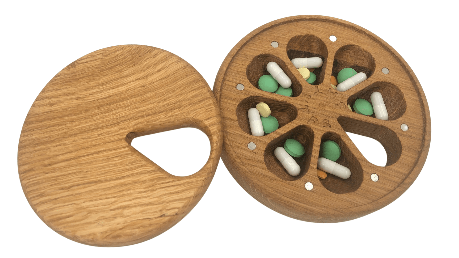 Wooden Small Pill Box / Pill Container/ Organizer /round mini Pill  Case/Natural